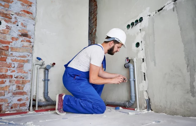 plumber working on bathroom renovations