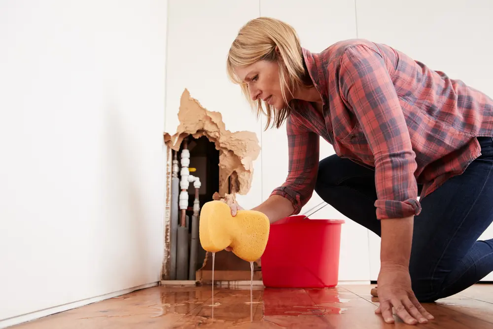 woman concerned about basement flooding